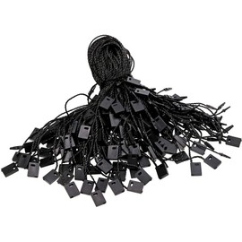 Hangtag Rope, Label Hanging Rope, Nylon Cord for Labels, Hanging Label String, 1000 Pieces Closure for Cords, Black for Labels, Clothing, Jewellery, Luggage and for Securing Products