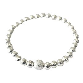 Fashion Stretchy Bracelets with Silver Beads, Star Dust 10 mm