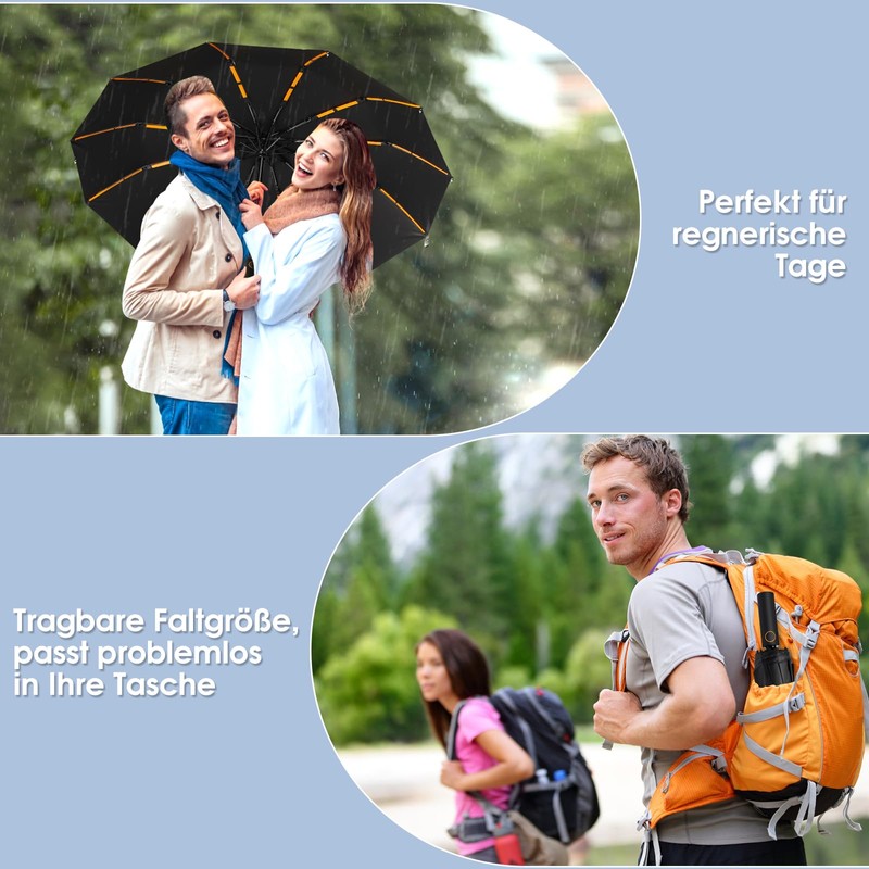 Hnjindong Windproof umbrella, strong, 12-rib reinforced travel automatic pocket umbrella
