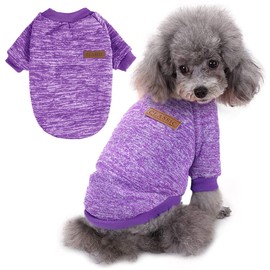 Pet Dog Classic Sweater Knitwear Winter Dog Clothes Soft Thickening Warm Pup Dogs Shirt for Medium and Small Dogs(Purple/Large)