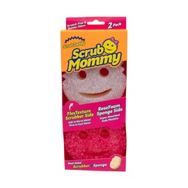 Scrub Daddy Scrub Mommy Smiley Sponge, Cleaning Sponge - Texture Change, Scratch-Free Washing Sponge Kitchen, Odour Resistant, Pot Sponge Dishwasher Safe - Pack of 2 Mixed Pink/Purple