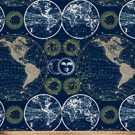 Celestial Globes Anti-Pill Premium Fleece Fabric by The Yard