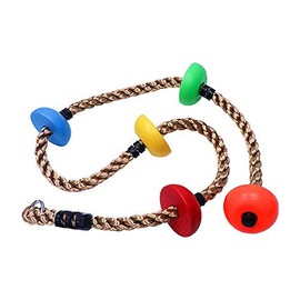 Rainbow Craft Colorful Climbing Rope - 6.5ft with 5 Knotted Foot - Kids Ninja Rope for Ninja Warrior Slackline Obstacle Course Accessories Kids Swing Set Backyard Play