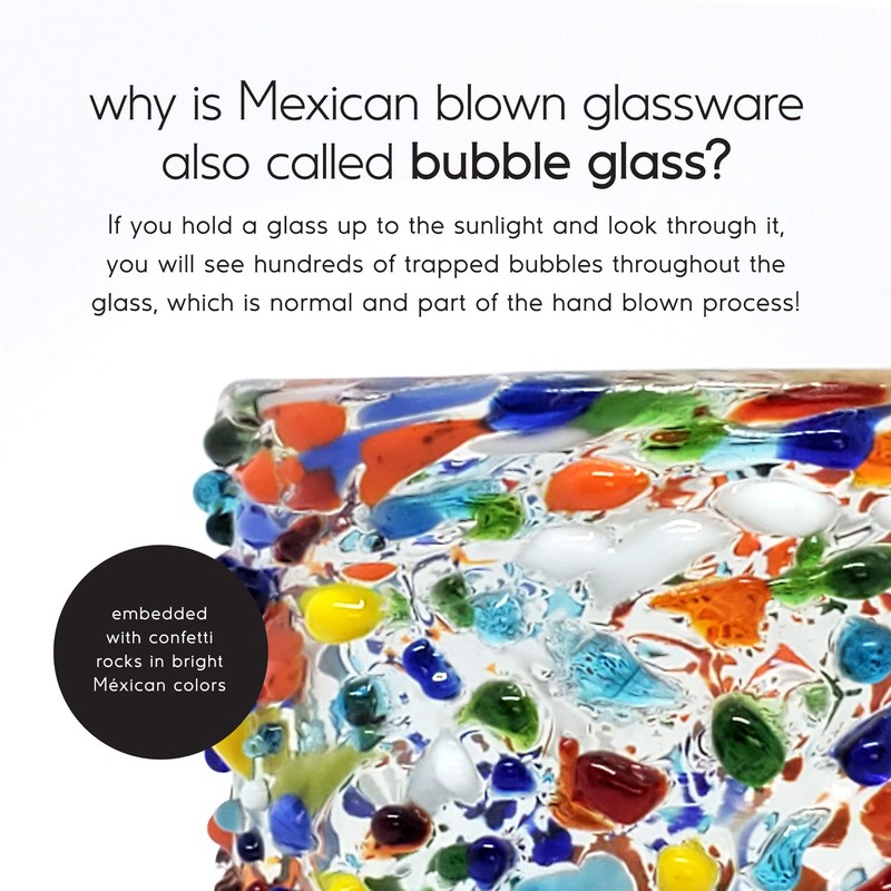 MexHandcraft Confetti Rocks 14 oz Drinking Glasses (set of 6)