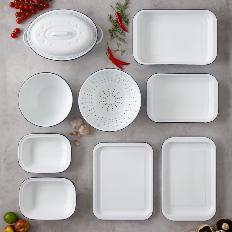 Hairy Bikers Enamelled Cookware, Medium Pie Dish, Steel, PFOA Free,