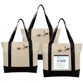 SIMPLI-MAGIC Stylish Canvas Tote Bag with an External Pocket, Black