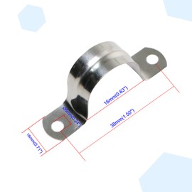 Ohamtes 10PCS 16mm(5/8") Pipe Band Clamps, 201 Stainless Steel Pipe Clamps, Two Hole Pipe Band Tension Clamps, U-Shaped Pipe Clips, Saddle Clamps
