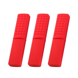 3 pcs Red Chewy Oral Tubes Tough Bar for People with ADHD, Autism, Biting Needs,Sensory Chew Toy,Oral Motor Chewy Teether Made from Food Grade Silicone Safety for People with Aggressive Biting Habits