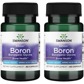Swanson Boron from Albion - Boroganic Glycine Supplement Supporting Joint Health & Bone Health - High Absorption Formula May Support Overall Balance - (60 Capsules, 6mg Each) (2 Pack)