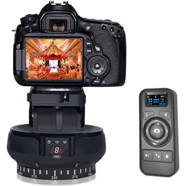 Byged Motorized Pan Tilt Head, 100m Wireless Control, 360 Degree Wireless Rotation, Tilt ±35 Degree, 9 Gears Adjustable Speed, Panoramic Tripod Head for Smartphones, Camera default