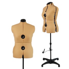 Turmeric Adjustable Dress Form Mannequin for Sewing Female Size 12-18, Pinnable Model Body with 13 Dials, Detachable Casters, 42.5"-60" Height Range for Clothing Display, Medium to Large
