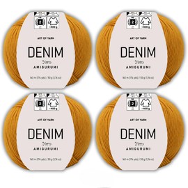 Art of Yarn Denim 55% Cotton,45% Poliacrylic, 4 Skeins Total 200gr (7,055 oz),640m (699 yds),Soft & Smooth Yarn Sport – Fine(2) for Crocheting, Knitting, Amigurumi, Baby Blankets, Baby Garments 99984