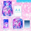 UFNDC 3PCS Girls Backpack with Lunch Box, 16”Sequin Unicorn Bookbag