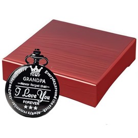 Udaney to My Grandpa Pocket Watch for Grandpa Grandpa Pocket Watch and Keychain Set Birthday/Christmas Gifts to Grandpa, Engraved Pocket Watch with Box for Grandfather