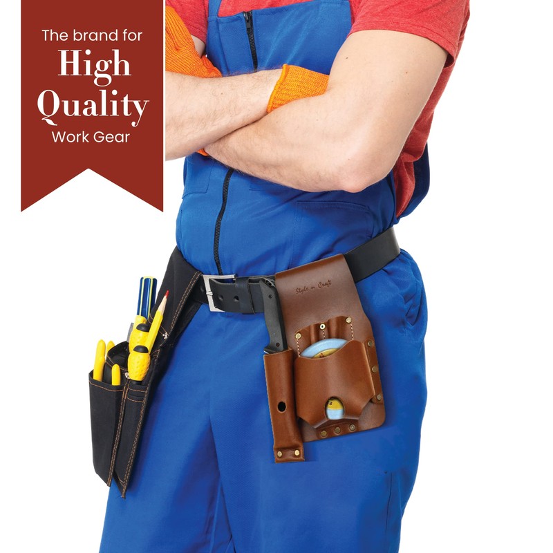 Style n Craft Tape and Knife Holder, Full-Grain Leather Tool