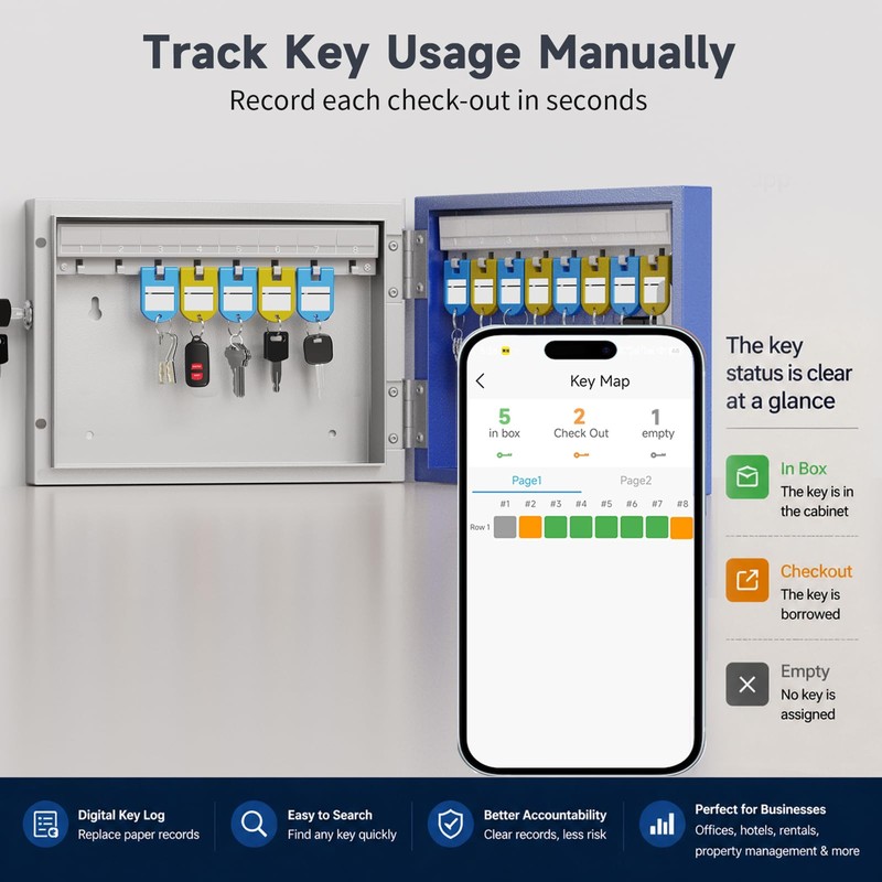 WeHere 16-Key Smart Key Lock Box with Key Management App(Track
