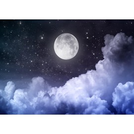 CORFOTO Fabric 7x5ft Moon Backdrop Photography Full Moon Night Black Starry Sky Picture for Newborn Baby Shower Birthday Party Kids Girl Art Portrait Photoshoot Background Bedroom Wall Decor Prop