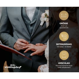 DeinWeddingshop Wedding Guest Book with Questions, Square Wedding Guest Book, Wedding Album, Wedding Book, Blank, White Pages