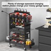 CCCEI Garage Power Tools Organizer Cart with Charging Station, Black