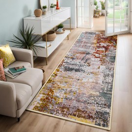 AROGAN Washable 2x6 Runner Rug for Hallway, Long Runner Rugs wtih Modern Abstract Design for Bedroom, Non Slip Backing Carpet Runners for Hallways, Kitchen, Bathroom, Entryway Home Decor, Mottled Red