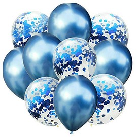 12" Thick Metallic Pearl Confetti Latex Balloons Shiny Colors For Wedding Party Birthday Decorations Blue Color Pack of 10