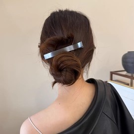 TUCEWP Metal Alligator Hair Clips Gunmetal Simple Barrettes Hairpins for Long Thin Thick Hair Strong Hold Duck Bill Clips with Teeth Non Slip Ponytail Holder Minimalist Hair Accessories for Women Girl