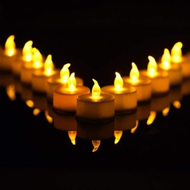 VETOUR 24pcs Tea Lights Candles Battery Operated: Realistic LED Flickering Flameless Tea Lights Steady Battery Tea Lights Long Lasting Fake Candles Decoration for Party and Craft Ideas