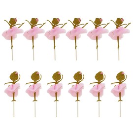 BESTOYARD 12PCS Gold Glitter Ballerina Dancing Girl Cupcake Toppers Picks for Wedding Bridal Shower Birthday Party Decoration