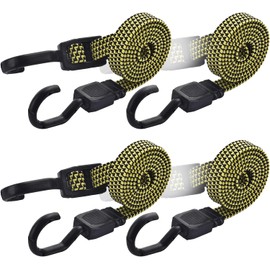 Fifod Cargo Rubber Bands, Set of 4, Bicycle Fastening Belt, 6.6 ft (2 m), High Tensile, Adjustable, Elastic Cords, Luggage Fastening Straps, Camping, Cargo Fastening, Fall Prevention (Green)