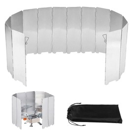 14 Folding Windscreens for Camping, Lightweight Foldable Aluminium Wind Protection, Camping Stove Wind Protection, Gas Stove Wind Protection, Camping Stove with Carry Bag, for Outdoor Ovens, Gas