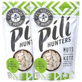 The Original Wild Sprouted Pili Nuts by Pili Hunters - Keto Snacks for Low Carb Energy with Coconut Oil and Himalayan Salt, Gluten Free & No Sugar Added Superfood AS SEEN ON SHARK TANK (5oz, 2pk)