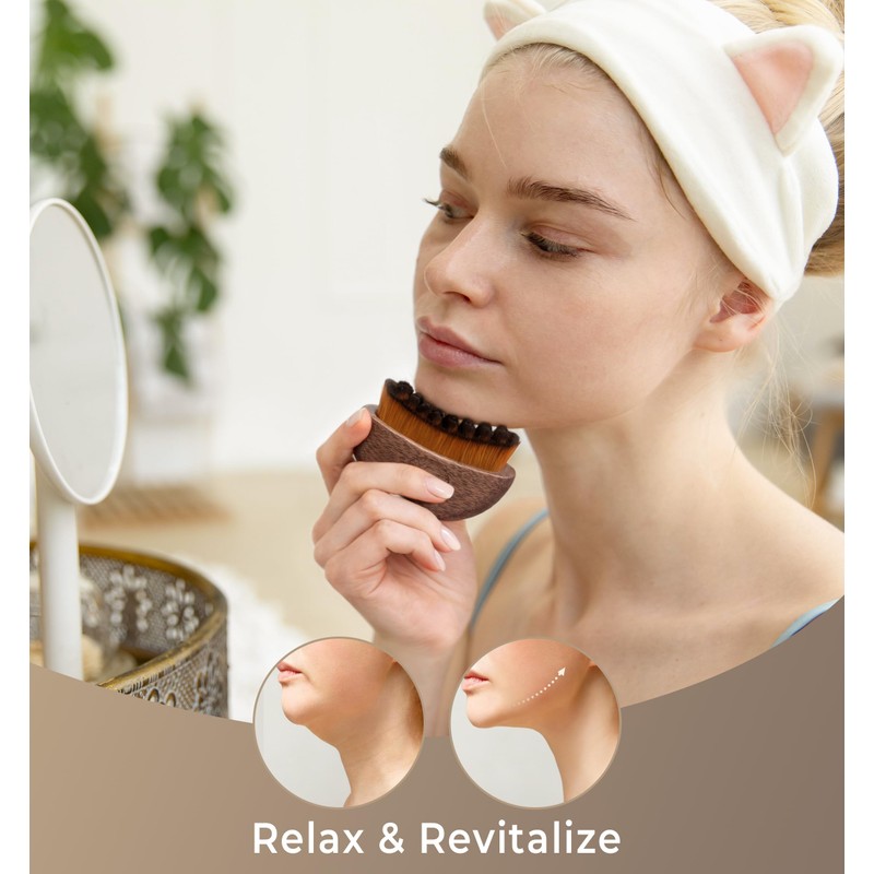 Lymphatic Contour Face Brush - Wooden Handle Sculpting Facial Dry