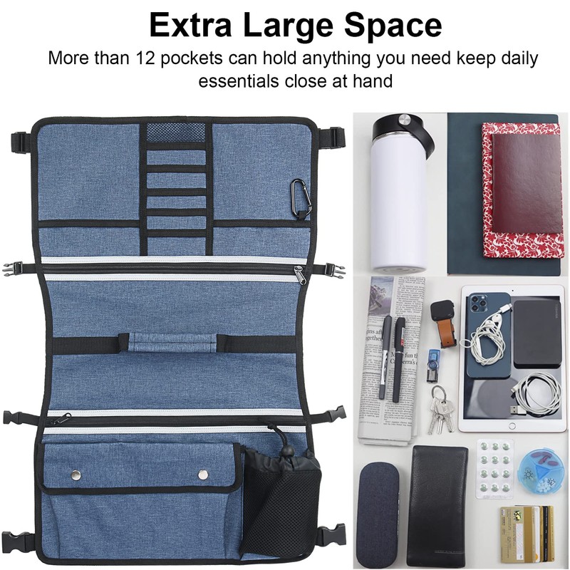 Wheelchair Storage Bag, Double-Sided Armrest Pouch with Cup Holder and