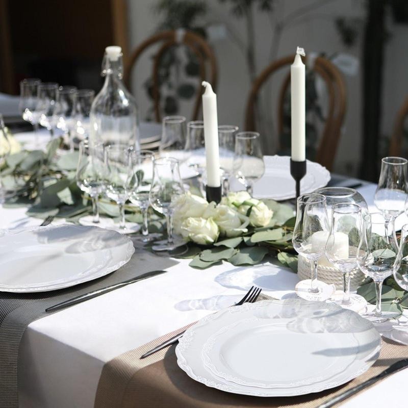 Plastic Disposable Plates 100 Pcs White Plastic Plates Heavy Duty