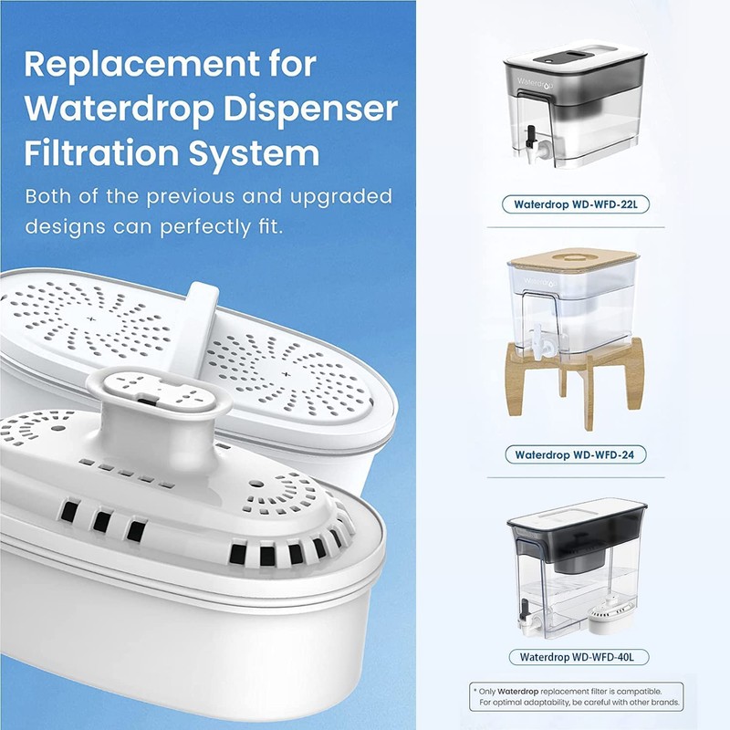 Waterdrop WD-PF-01A Plus NSF認定交換用フィルター WD-WFD-22L WD-WFD-24 WD-WFD-40L ディスペンサーろ過システム 最大2か月または200ガロン (3パック)