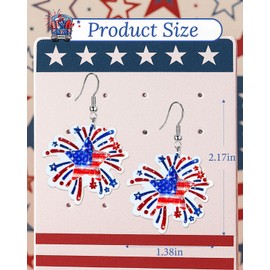 JMHACHY 4th of July Earrings for Women - USA Dangle Earrings, 4th of July Outfits for Women, Independence Day Patriotic Accessories, Firework