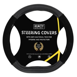XUKEY Flat Bottom D-Shaped Car Steering Wheel Cover Carbon Fiber  Non-Slip Accessories