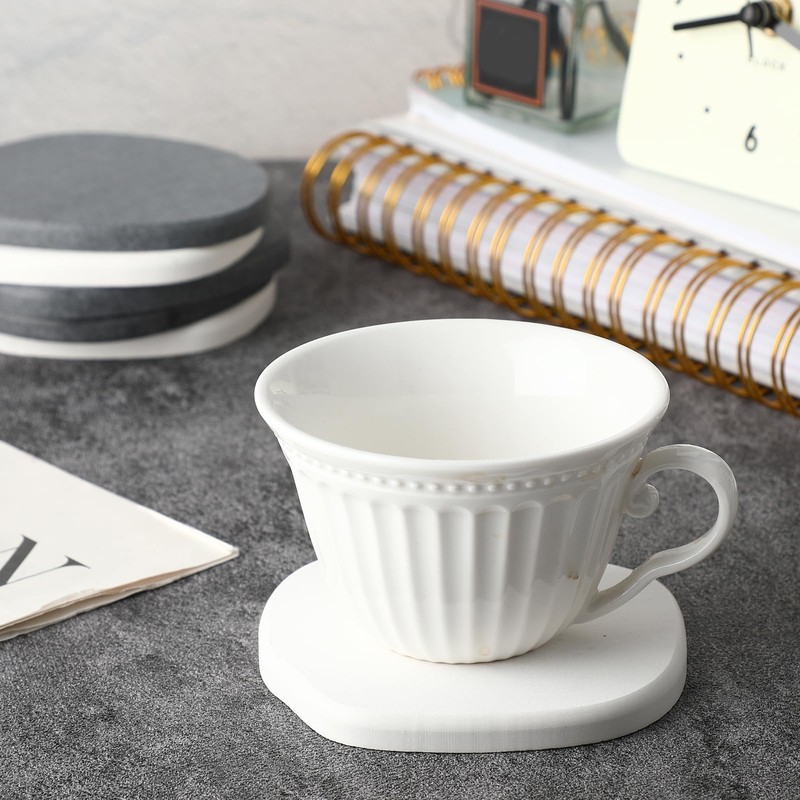 Diatomaceous Earth Coaster ，Set of 6，Unique White Absorbent Coasters for