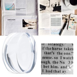 8X Optical Magnifying Dome, Portable Optical Acrylic Magnifying Glass, Desktop Reading Magnifier, Half Ball Weight for Reading Newspapers, Stamps and Maps