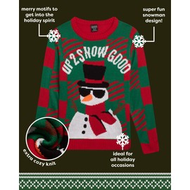 Quad Seven Boys' Ugly Christmas Sweater - Novelty Xmas Holiday Party Pullover (4-18), Size 16-18, Plaid Up 2 Snow Good