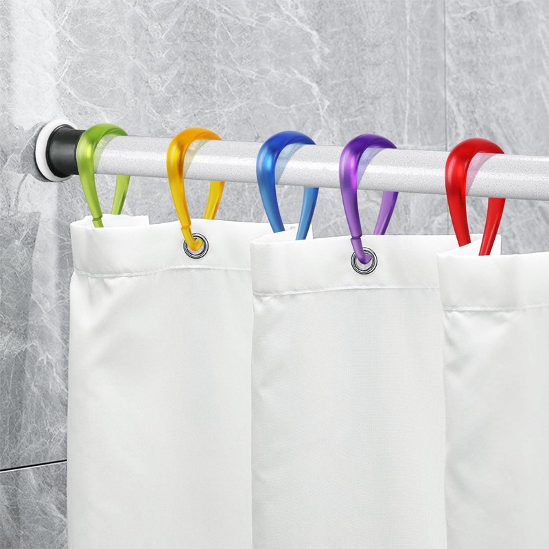 Top-spring Colorful Plastic Shower Curtain Hooks Rings - 12 Pcs