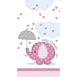 Unique Party Umbrellaphants Baby Shower Pink Tablecover (One Size) (Pink/White)