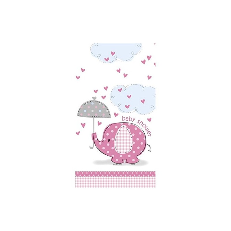 Unique Party Umbrellaphants Baby Shower Pink Tablecover (One Size) (Pink/White)