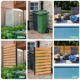 DoCred Air Conditioner Fence, 1-Panel Pool Equipment Enclosure, 38" W x 60" H Privacy Screens Fence Panels with Metal Stakes, Wood Trash Can Fence Privacy Fence Panel for Outside