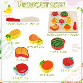 YUFFQOPC 8pcs Wooden Play Food Cutting Fruits Toy Food Set for Kids Kitchen,Play Food Educational Learning Pretend Wooden Fruit for Boy or Girl Age 3+
