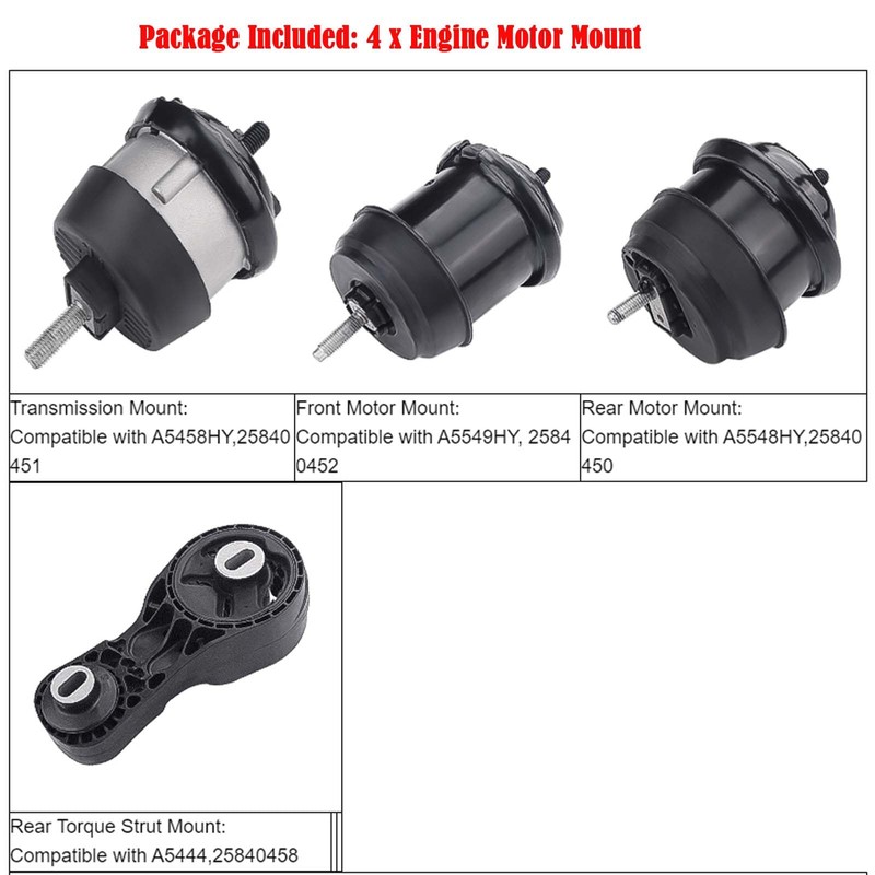 BST BSSP 4PCS Engine Motor Mount Kit Compatible with 2009-2017