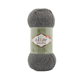 5 x 100 g Alize Alpaca Royal Knitting Wool, 500 g Knitting Yarn Plain with 15% Alpaca Wool (196 Grey)