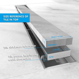 ZEKOO Tile in Linear Shower Drain 36 Inch,2 in 1 Brushed Nickel Shower Drain,304 Stainless Steel Shower Drains with Tile Insert Grate,Floor Drain