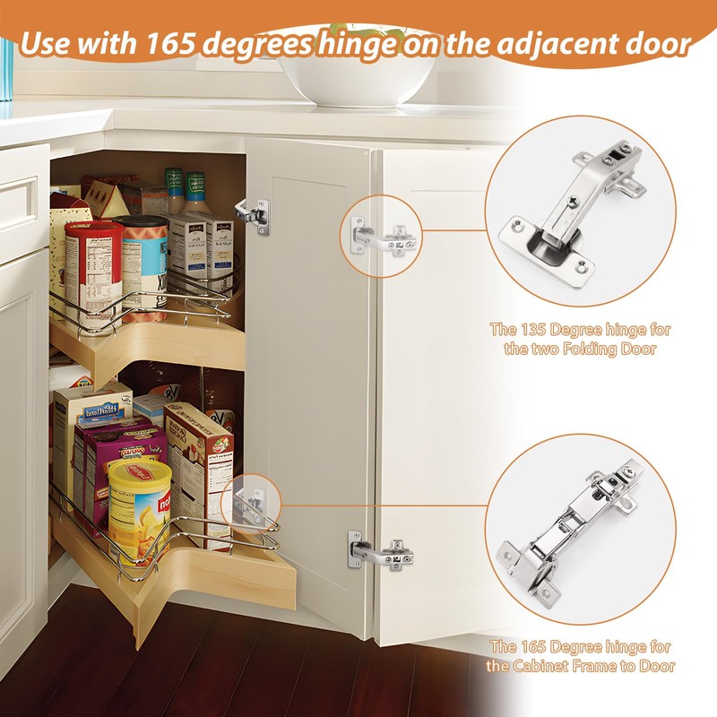 4 Pairs 135 Degree Corner Kitchen Cabinet/Cupboard Folded/Folden Door Hinges