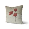 Cream Red Cushion Cover Poppies - 22" x 22"